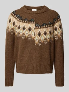 Sweter z dzianiny z prążkowanymi wykończeniami model ‘HOLLY’ - Swetry damskie - miniaturka - grafika 1