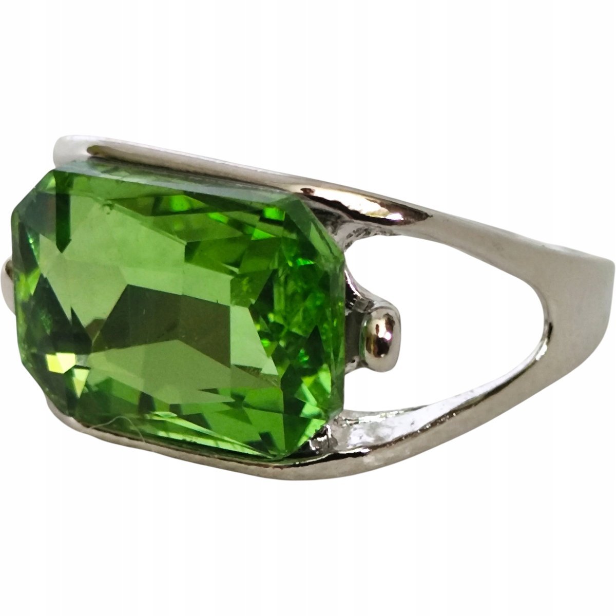 Srebrny Pierścionek Duża Cyrkonia Kamień ze Stali Chirurgicznej Vintage