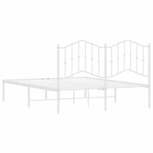 Metalowa rama łóżka z wezgłowiem biała, 140x200 cm Lumarko! - Łóżka - miniaturka - grafika 8