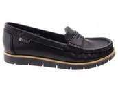 Mokasyny damskie - Mokasyny półbuty Nessi 76506 Skóra Czarny - miniaturka - grafika 1