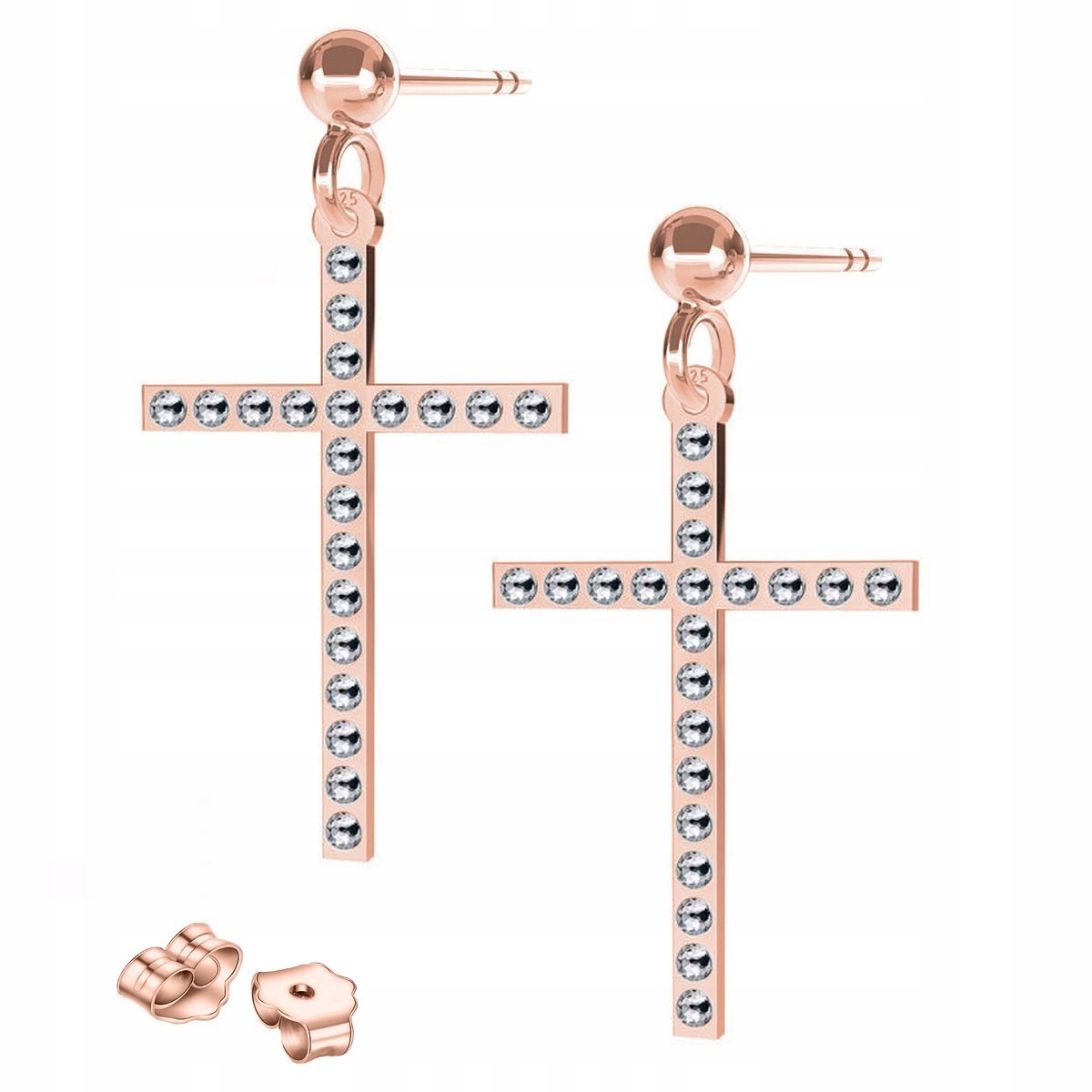 Kolczyki Pozłacane z Krzyżem Krzyżykiem Krzyże Krzyżyki Cross SREBRO 925