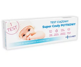 Diather, Test Ciążowy Super Czuły Płytkowy, 1 Szt. - Testy ciążowe i diagnostyczne - miniaturka - grafika 1