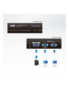Aten Rozdzielacz VGA VS132A-A7-G 2-portowy 450MHz VS132A-A7-G - Adaptery i przejściówki - miniaturka - grafika 11