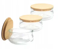 Pojemniki kuchenne - 3x Pojemniki na przyprawy eleganckie szkło z drewnianą pokrywką 210 ml - miniaturka - grafika 1