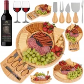 Deski do krojenia - DESKA KOŁO PATERA DO SERÓW PRZYSTAWEK DESKA DO WĘDLIN PRZEKĄSEK ZESTAW NOŻY - miniaturka - grafika 1