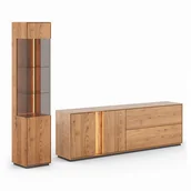 Inne meble do salonu - Zestaw mebli do salonu komoda i witryna lewa drewniana dębowa Collodi - miniaturka - grafika 1