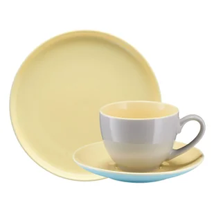 Serwis kawowy porcelanowy na 6 osób BORNEO yellow-grey-blue - Serwisy do kawy i herbaty - miniaturka - grafika 1