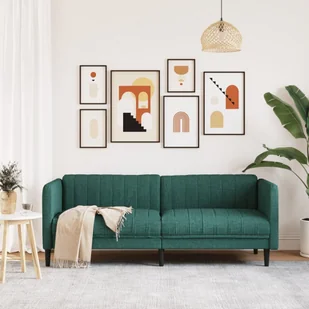 Sofa 3-osobowa, ciemnozielona, tapicerowana tkaniną - Sofy i kanapy - miniaturka - grafika 4