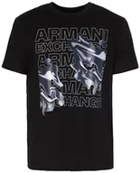 Koszulki męskie - Armani Exchange Męski T-Shirt Regular Fit Large Logo Graphic Tee, czarny, L - miniaturka - grafika 1