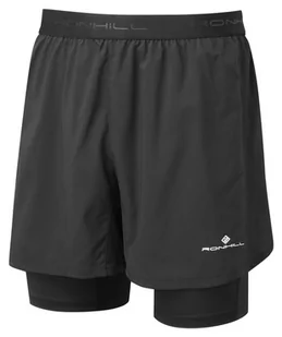 RONHILL spodenki do biegania męskie TECH 5' TWIN SHORT all black - Spodnie sportowe damskie - miniaturka - grafika 1