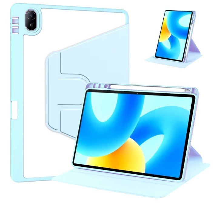 Eleganckie estetyczne obrotowe etui pencil kolor jasny niebieski z miejscem na rysik w etui do tabletu Huawei MatePad 11.5 S 2024 TGR-W09