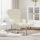 Fotele - Fotel jajko vidaXL z podnóżkiem kremowy aksamit - miniaturka - grafika 1