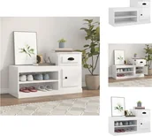 Szafki na buty - vidaXL Szafka na buty biała wysoki połysk 100x42x60 cm materiał drewnopochodny - Stojaki i szafki na buty - miniaturka - grafika 1