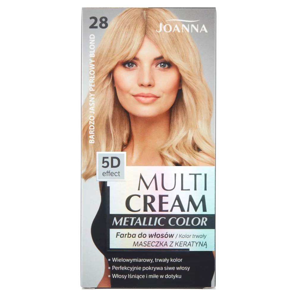 Joanna Multicream Metallic farba do włosów 28 jasny perłowy blond