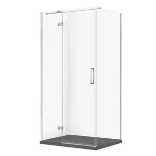 Kabina prysznicowa Cersanit Jota 100x80x195 prostokątna chrom transparentne z brodzikiem tako slim szary mat S601-427 - Kabiny prysznicowe - miniaturka - grafika 1