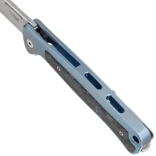 Nóż składany LionSteel Skinny Blue Titanium/Blue Dark Matter Carbon Fiber, Stonewashed MagnaCut by Molletta (SK01 BL) - Noże - miniaturka - grafika 4