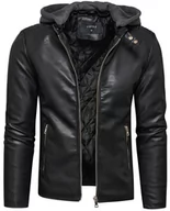 Kurtki męskie - Kurtka męska skórzana czarna z kapturem Recea - M - miniaturka - grafika 1