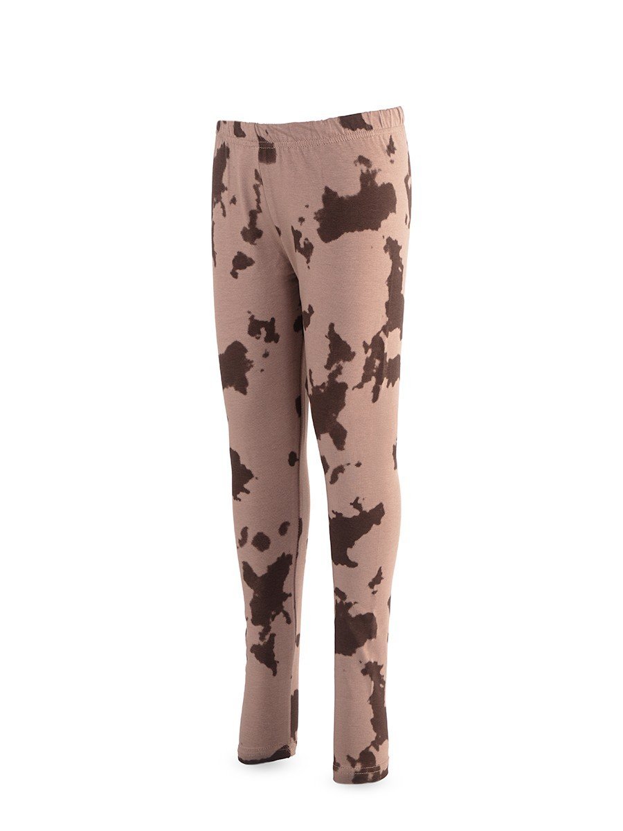 Dziewczęce legginsy w nadruk cow print mocca Tup Tup r.134