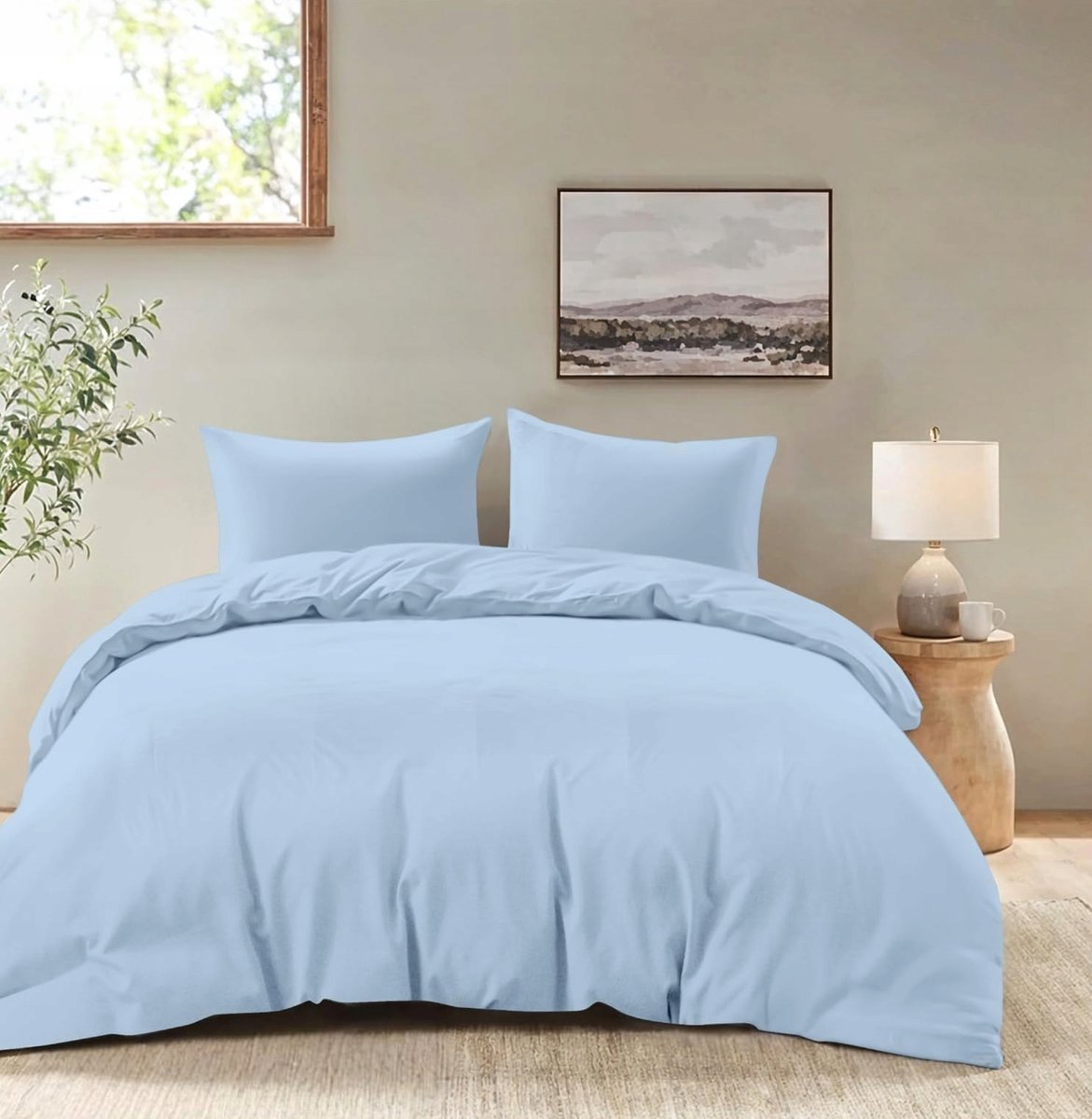POŚCIELI ZESTAW 260X240CM 2 POSZEWKI 65X65CM MIKROFIBRA NIEBIESKI KOMPLET