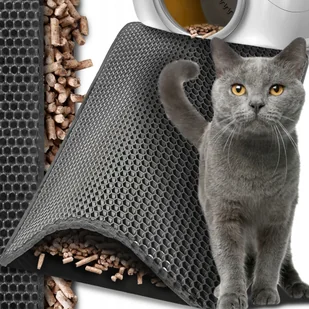 Aptel MATA POD KUWETĘ WYCIERACZKA Dla Kota Dwuwarstwowa Szara DUŻA XXL 60x45 cm - Kuwety dla kotów - miniaturka - grafika 1