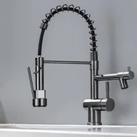 Baterie kuchenne - Bateria kuchenna - Bateria kuchenna z 2-funkcyjnym natryskiem - Jednouchwytowa bateria kuchenna sprężynowa, szara - miniaturka - grafika 1