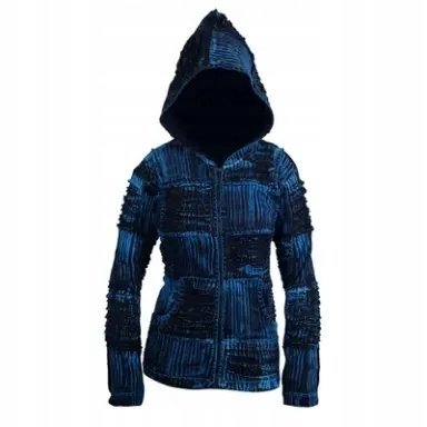Ezhippie bluza damska Tiedye Razor Cut z kapturem boho etno XXXL
