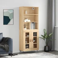 Witryny - vidaXL Witrynka, dąb sonoma, 69,5x34x180 cm, materiał drewnopochodny - miniaturka - grafika 1