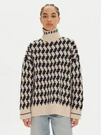 Swetry damskie - Tommy Hilfiger Golf WW0WW42265 Beżowy Relaxed Fit - miniaturka - grafika 1