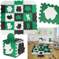 Maty piankowe - MKL01 mata puzzle kojec zielono-czarno-szara (25 elementów) - miniaturka - grafika 1