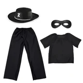 Stroje karnawałowe - ZESTAW ZORRO CZARNY 134-140 4el - miniaturka - grafika 1