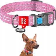 Obroże dla psów - Obroża dla psa WAUDOG Re-cotton z paszportem QR, wykonane z bawełny pochodzącej z recyklingu, plastikowa klamra, różowa, rozmiar S, 25-35 cm, 15 mm - miniaturka - grafika 1