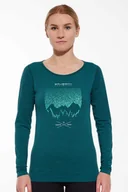 Koszulki sportowe damskie - Koszulka termoaktywna z długim rękawem damska Brubeck Outdoor Wool Pro LS14150A zielony góry - miniaturka - grafika 1