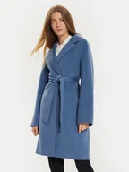 Płaszcze damskie - Tommy Hilfiger Płaszcz wełniany WW0WW43603 Niebieski Regular Fit - miniaturka - grafika 1