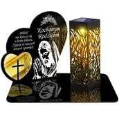 Lampiony i znicze - ZNICZ SOLARNY LED WIECZNY PODSTAWKA NA CMENTARZ GRÓB lampka Serce 3D DLA RODZICÓW - miniaturka - grafika 1
