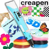 Długopisy - Zestaw x2 Długopis 3D Pen Magiczny 109m wkładów 75 szablonów Niebieski - miniaturka - grafika 1