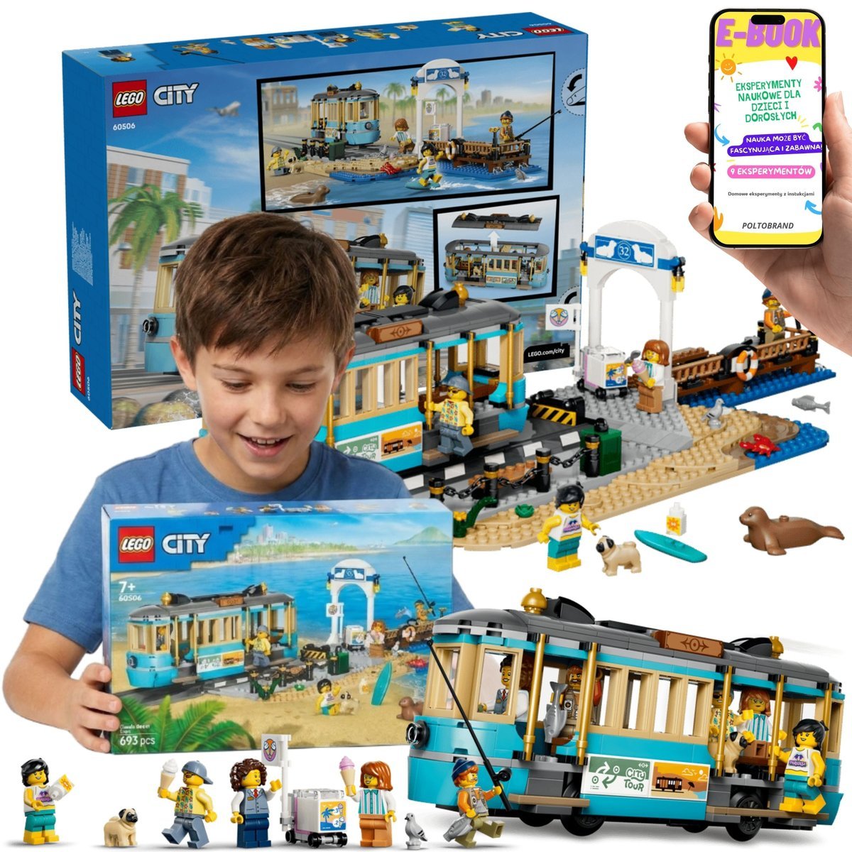 LEGO City Tramwaj Przy Plaży Pociąg Tramwajowy (60506) + E-BOOK