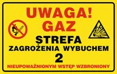 Akcesoria BHP - Naklejka: Uwaga! GAZ strefa zagrożenia wybuchem 2 wstęp wzbroniony 21x30cm - miniaturka - grafika 1