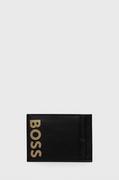 Portfele - BOSS etui na karty skórzane męski kolor czarny - Boss - miniaturka - grafika 1