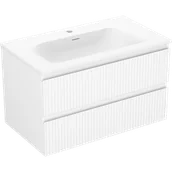 Szafki łazienkowe - Mexen Rivel szafka łazienkowa 80 cm z umywalką Vela, 2 szuflady, ryflowana , biała mat - 91A20-08047-2-BFF01-W23M01 - miniaturka - grafika 1