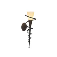Lampy ścienne - QAZQA Wiejska lampa ścienna w kolorze brązowym z kremowym szkłem - Zamek - miniaturka - grafika 1