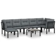 Meble ogrodowe - 8-cz. zestaw wypoczynkowy do ogrodu, czarno-szary, polirattan - miniaturka - grafika 1