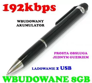 Dyktafon - Podsłuch Nagrywający Dźwięk, Ukryty w Długopisie (poj. 8GB/200h.) + Słuchawki i Akcesoria - Podsłuchy - miniaturka - grafika 1