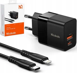 Ładowarka Mcdodo MCDODO SZYBKA ŁADOWARKA USB/USB-C 20W + KABEL DO IPHONE CH-1952 - Zasilacze do laptopów - miniaturka - grafika 1