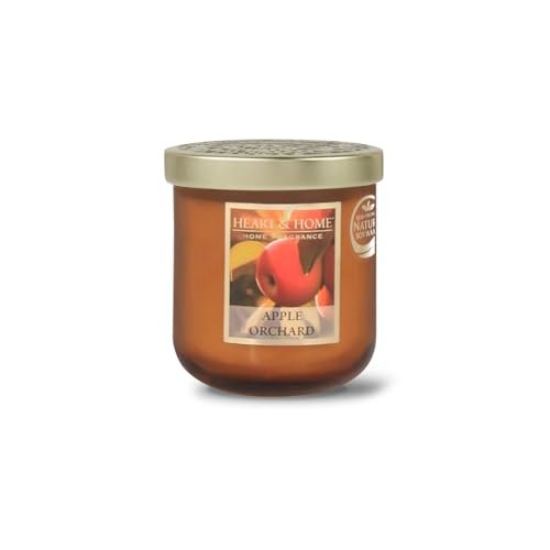 HEART & HOME - Świeca zapachowa z naturalnego wosku sojowego do domu, mały słoik z jabłkiem z sadu, czas palenia 30 godzin, prezent, dekoracja i perfumy do domu, szklany słoik