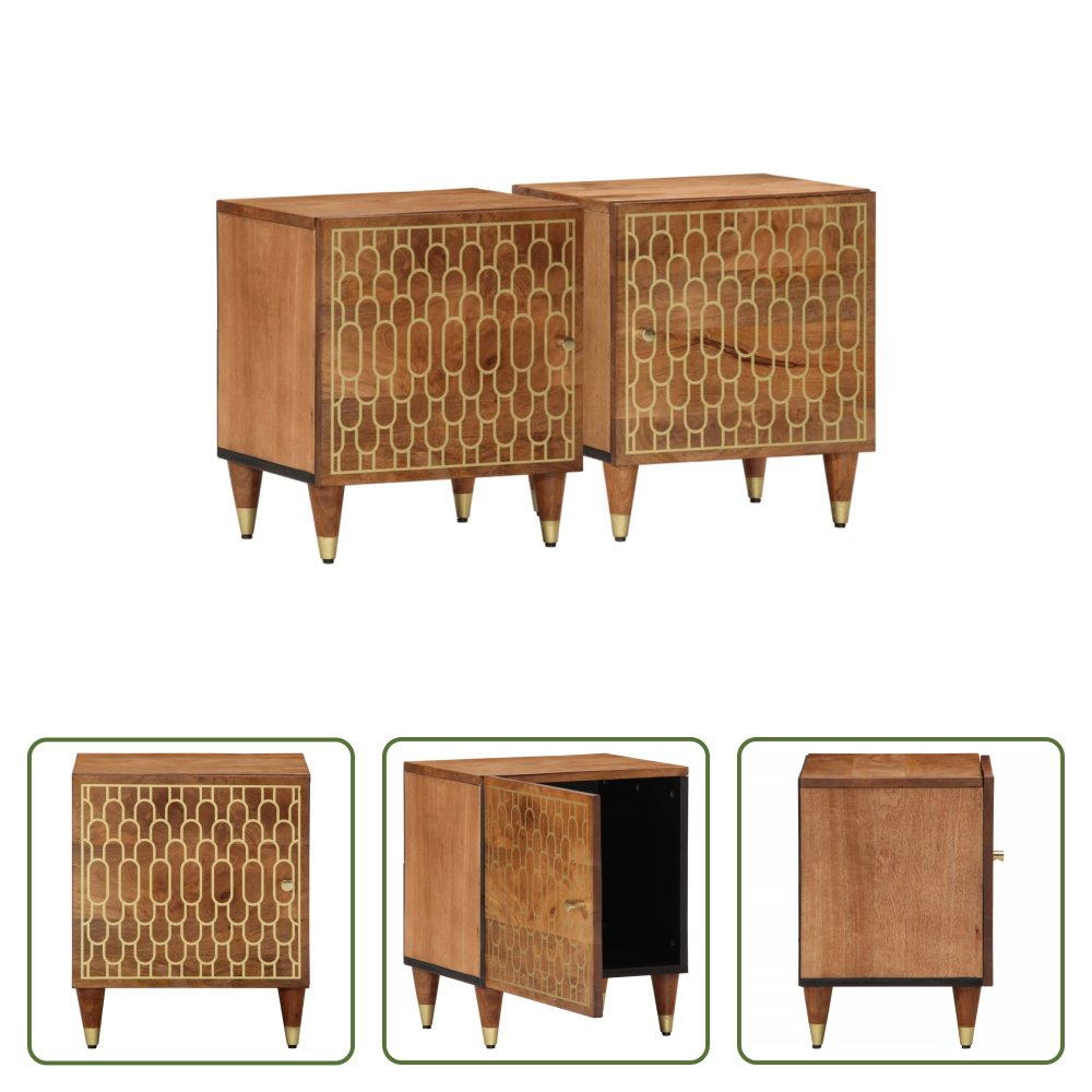 The Living Store Szafki nocne 2 szt. 40x33x46 cm lite drewno mango