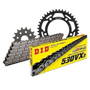 Zestaw łańcuchów DID stal 530VX3 / 102 nitowy zamek do Honda VTR F Firestorm 1000 ccm rok prod. 1997-2006 - Części motocyklowe - miniaturka - grafika 1