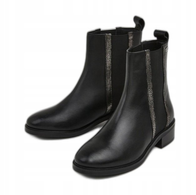PEPE JEANS CZARNE BOTKI ZA KOSTKĘ ZE SKÓRY NATURALNEJ 37 AWE