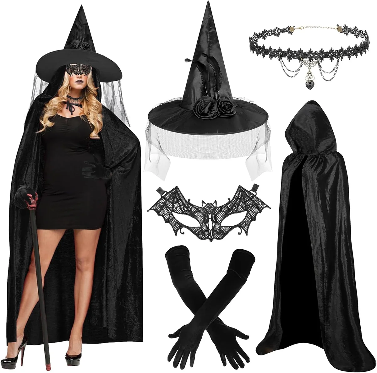 CZAROWNICY KOMPLETNY STRÓJ DAMSKI HALLOWEEN PRZEBRANIE KOBIETY COSPLAY