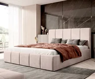 Łóżka - Łóżko tapicerowane z pojemnikiem SFG0116P | 160x200 | Welur | Beżowy - miniaturka - grafika 1