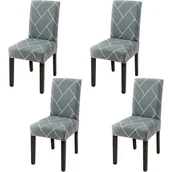 Pokrowce na meble ogrodowe - Zestaw 4 pokrowców na krzesła, uniwersalny, nowoczesny i wytrzymały pokrowiec ochronny na krzesło do jadalni (w szare paski) - miniaturka - grafika 1